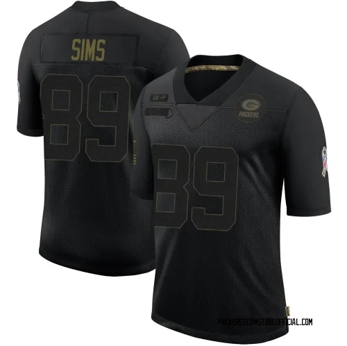 Green Bay Packers Men's Limited Black 2020 Salute To Service Jersey (89 Ben Sims)