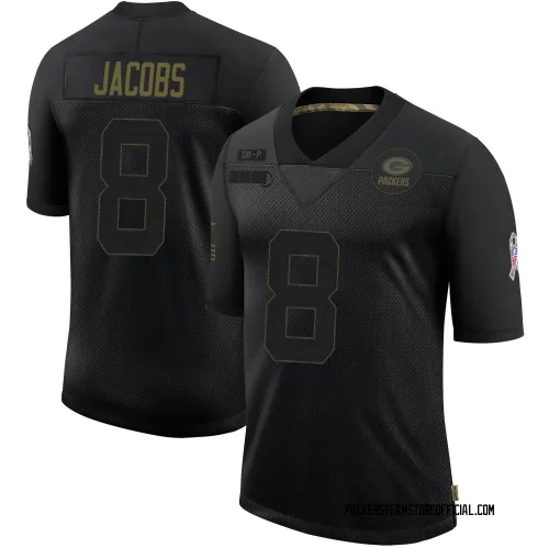 Green Bay Packers Men's Limited Black 2020 Salute To Service Jersey (8 Josh Jacobs)