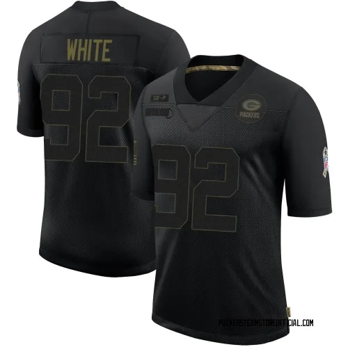 Green Bay Packers Men's Limited Black 2020 Salute To Service Jersey (92 Reggie White)