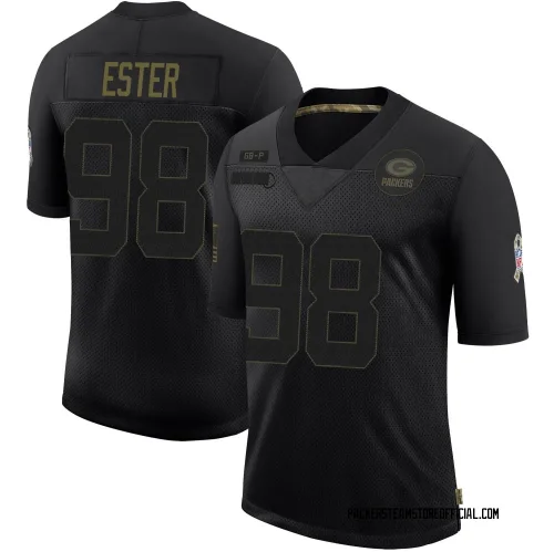 Green Bay Packers Men's Limited Black 2020 Salute To Service Jersey (98 James Ester)