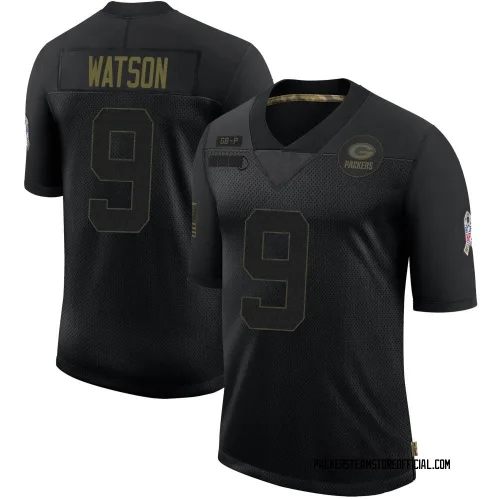 Green Bay Packers Men's Limited Black 2020 Salute To Service Jersey (9 Christian Watson)