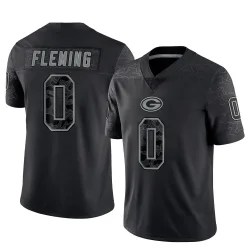 Green Bay Packers Men's Limited Black Reflective Jersey (0 Julian Fleming)