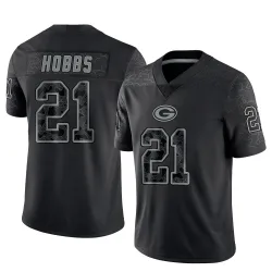 Green Bay Packers Men's Limited Black Reflective Jersey (21 Nate Hobbs)