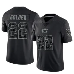 Green Bay Packers Men's Limited Black Reflective Jersey (22 Matthew Golden)