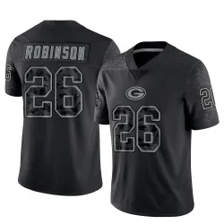 Green Bay Packers Men's Limited Black Reflective Jersey (26 Micah Robinson)