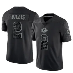 Green Bay Packers Men's Limited Black Reflective Jersey (2 Malik Willis)