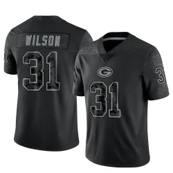 Green Bay Packers Men's Limited Black Reflective Jersey (31 Emanuel Wilson)