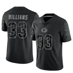 Green Bay Packers Men's Limited Black Reflective Jersey (33 Evan Williams)
