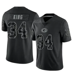 Green Bay Packers Men's Limited Black Reflective Jersey (34 Kalen King)