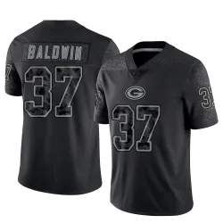 Green Bay Packers Men's Limited Black Reflective Jersey (37 Johnathan Baldwin)