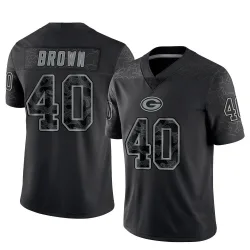 Green Bay Packers Men's Limited Black Reflective Jersey (40 Omar Brown)