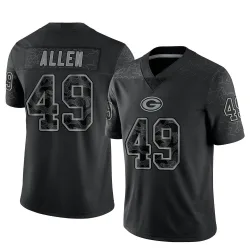 Green Bay Packers Men's Limited Black Reflective Jersey (49 Austin Allen)