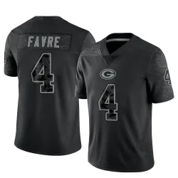 Green Bay Packers Men's Limited Black Reflective Jersey (4 Brett Favre)