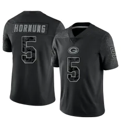 Green Bay Packers Men's Limited Black Reflective Jersey (5 Paul Hornung)