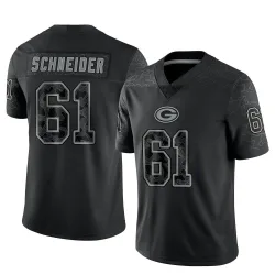 Green Bay Packers Men's Limited Black Reflective Jersey (61 Cole Schneider)