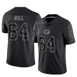 Green Bay Packers Men's Limited Black Reflective Jersey (64 Trey Hill)