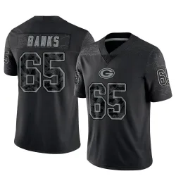 Green Bay Packers Men's Limited Black Reflective Jersey (65 Aaron Banks)
