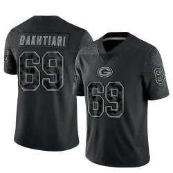 Green Bay Packers Men's Limited Black Reflective Jersey (69 David Bakhtiari)