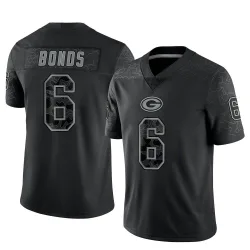 Green Bay Packers Men's Limited Black Reflective Jersey (6 Jadakis Bonds)
