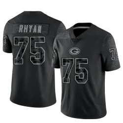 Green Bay Packers Men's Limited Black Reflective Jersey (75 Sean Rhyan)