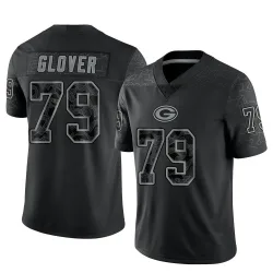 Green Bay Packers Men's Limited Black Reflective Jersey (79 Travis Glover)