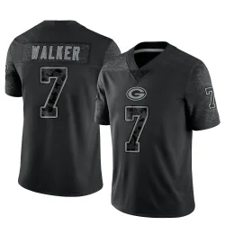 Green Bay Packers Men's Limited Black Reflective Jersey (7 Quay Walker)