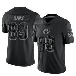 Green Bay Packers Men's Limited Black Reflective Jersey (89 Ben Sims)