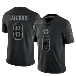 Green Bay Packers Men's Limited Black Reflective Jersey (8 Josh Jacobs)
