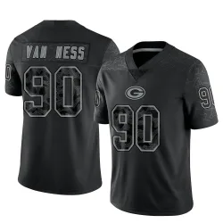 Green Bay Packers Men's Limited Black Reflective Jersey (90 Lukas Van Ness)