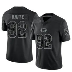 Green Bay Packers Men's Limited Black Reflective Jersey (92 Reggie White)