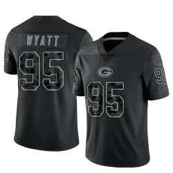 Green Bay Packers Men's Limited Black Reflective Jersey (95 Devonte Wyatt)