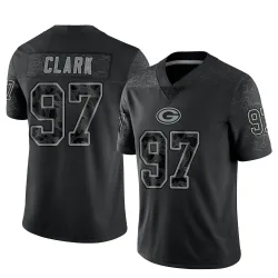 Green Bay Packers Men's Limited Black Reflective Jersey (97 Kenny Clark)