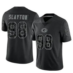 Green Bay Packers Men's Limited Black Reflective Jersey (98 Chris Slayton)