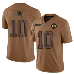 Green Bay Packers Men's Limited Brown 2023 Salute To Service Jersey (10 Jordan Love)