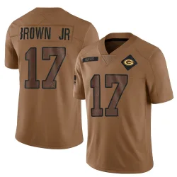 Green Bay Packers Men's Limited Brown 2023 Salute To Service Jersey (17 Sam Brown Jr.)