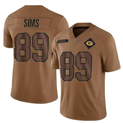 Green Bay Packers Men's Limited Brown 2023 Salute To Service Jersey (89 Ben Sims)