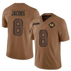 Green Bay Packers Men's Limited Brown 2023 Salute To Service Jersey (8 Josh Jacobs)