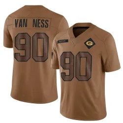 Green Bay Packers Men's Limited Brown 2023 Salute To Service Jersey (90 Lukas Van Ness)