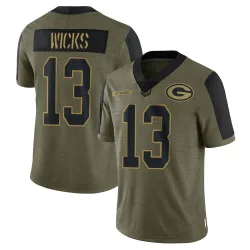 Green Bay Packers Men's Limited Olive 2021 Salute To Service Jersey (13 Dontayvion Wicks)