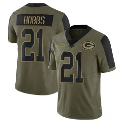 Green Bay Packers Men's Limited Olive 2021 Salute To Service Jersey (21 Nate Hobbs)