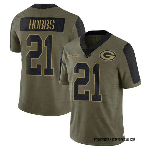 Green Bay Packers Men's Limited Olive 2021 Salute To Service Jersey (21 Nate Hobbs)