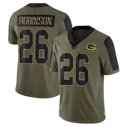 Green Bay Packers Men's Limited Olive 2021 Salute To Service Jersey (26 Micah Robinson)