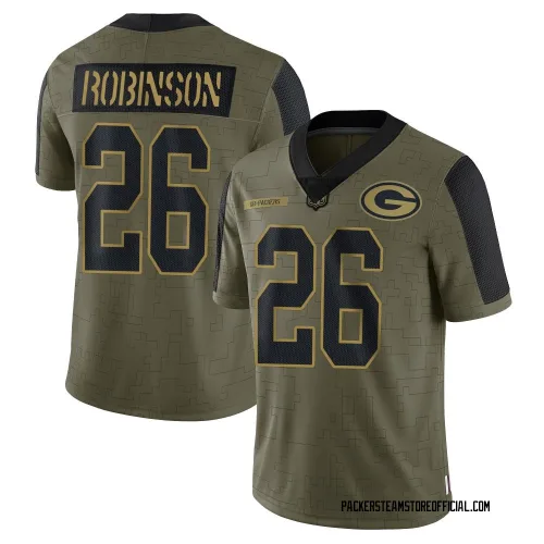 Green Bay Packers Men's Limited Olive 2021 Salute To Service Jersey (26 Micah Robinson)