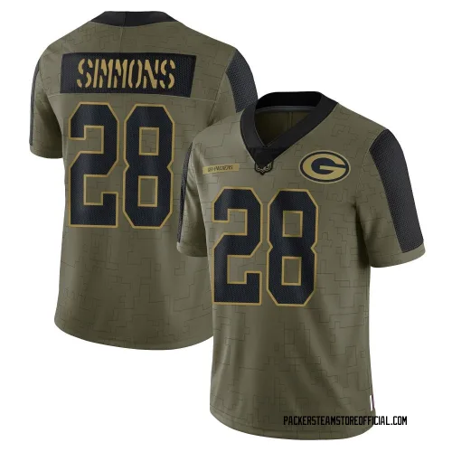 Green Bay Packers Men's Limited Olive 2021 Salute To Service Jersey (28 Isaiah Simmons)