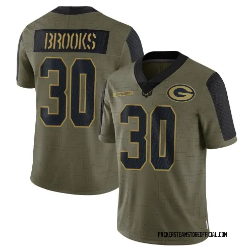 Green Bay Packers Men's Limited Olive 2021 Salute To Service Jersey (30 Chris Brooks)