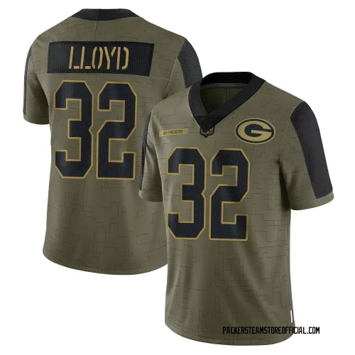 Green Bay Packers Men's Limited Olive 2021 Salute To Service Jersey (32 MarShawn Lloyd)