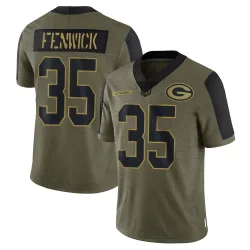 Green Bay Packers Men's Limited Olive 2021 Salute To Service Jersey (35 Deshaun Fenwick)