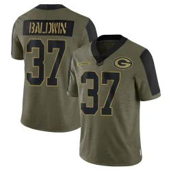 Green Bay Packers Men's Limited Olive 2021 Salute To Service Jersey (37 Johnathan Baldwin)
