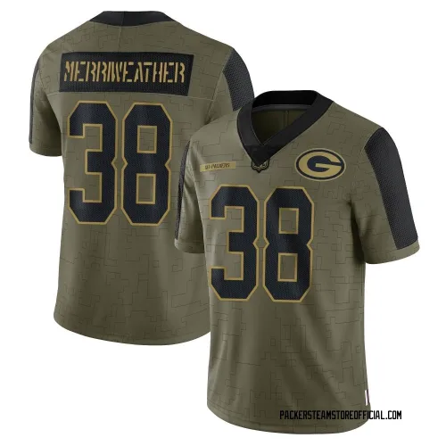 Green Bay Packers Men's Limited Olive 2021 Salute To Service Jersey (38 Ellis Merriweather)