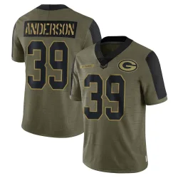 Green Bay Packers Men's Limited Olive 2021 Salute To Service Jersey (39 Zayne Anderson)